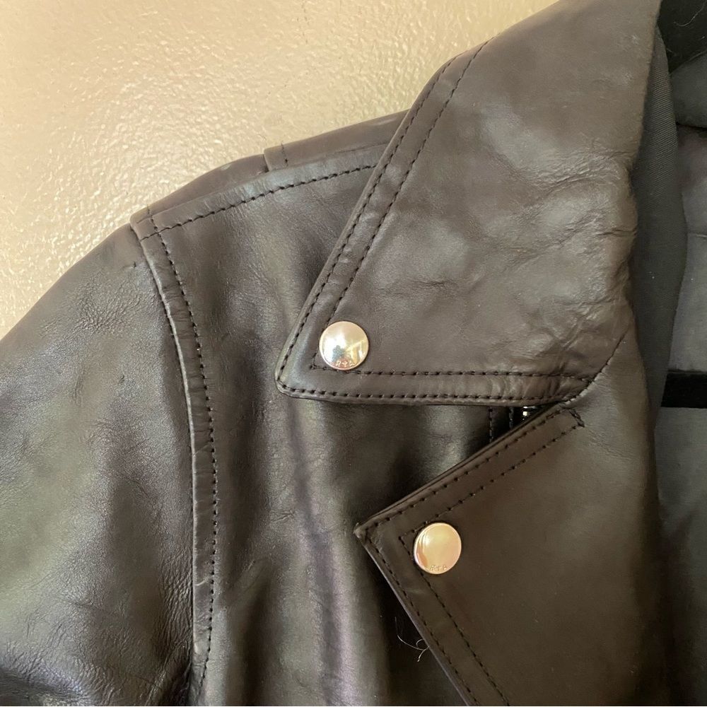 $1395 RtA Black Leather Moto Jacket Saige Biker FWRD Designer Motorcycle Sz XS - Picture 14 of 16